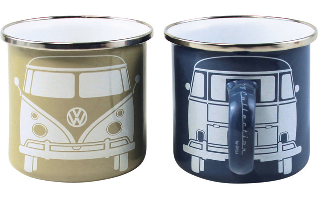 VW Collection T1 Bus Emaille Tassen Set 2 Stück 350 ml