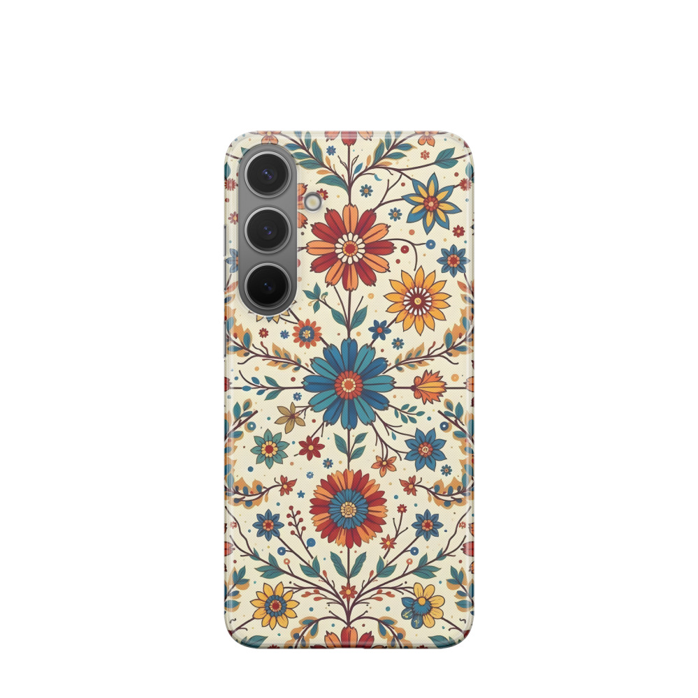 Samsung Galaxy S24 Plus Gummi Hülle Majolika-Farbenfreude - Blau / Gelb / Rot