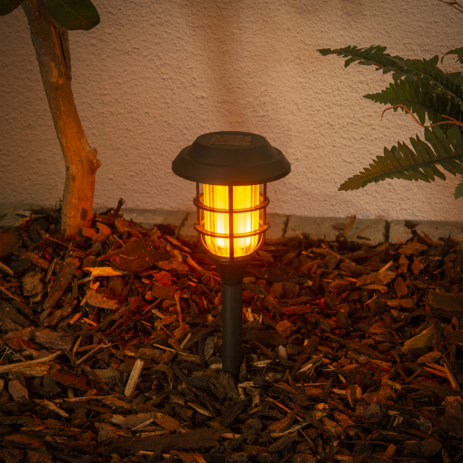 3er-Set Solar-LED-Erdspieß - schwarz - 34 cm hoch