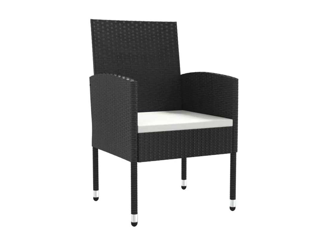 Ensemble à manger de jardin 9 pcs noir résine tressée et acier