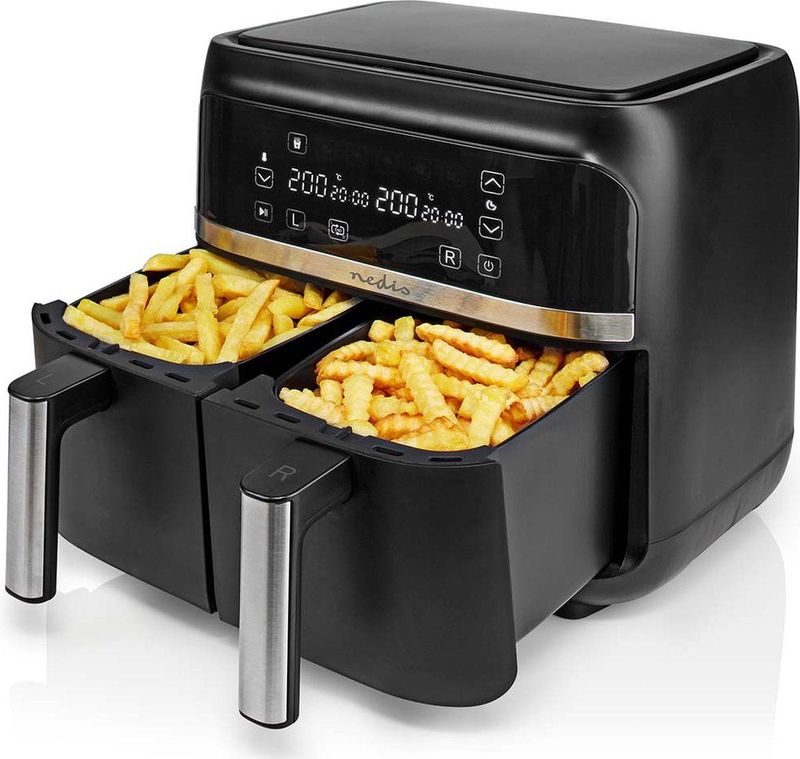 Nedis Heteluchtfriteuse | 2x3.8 l | Tijdschakelaar: 60 min | Digitaal | Zwart