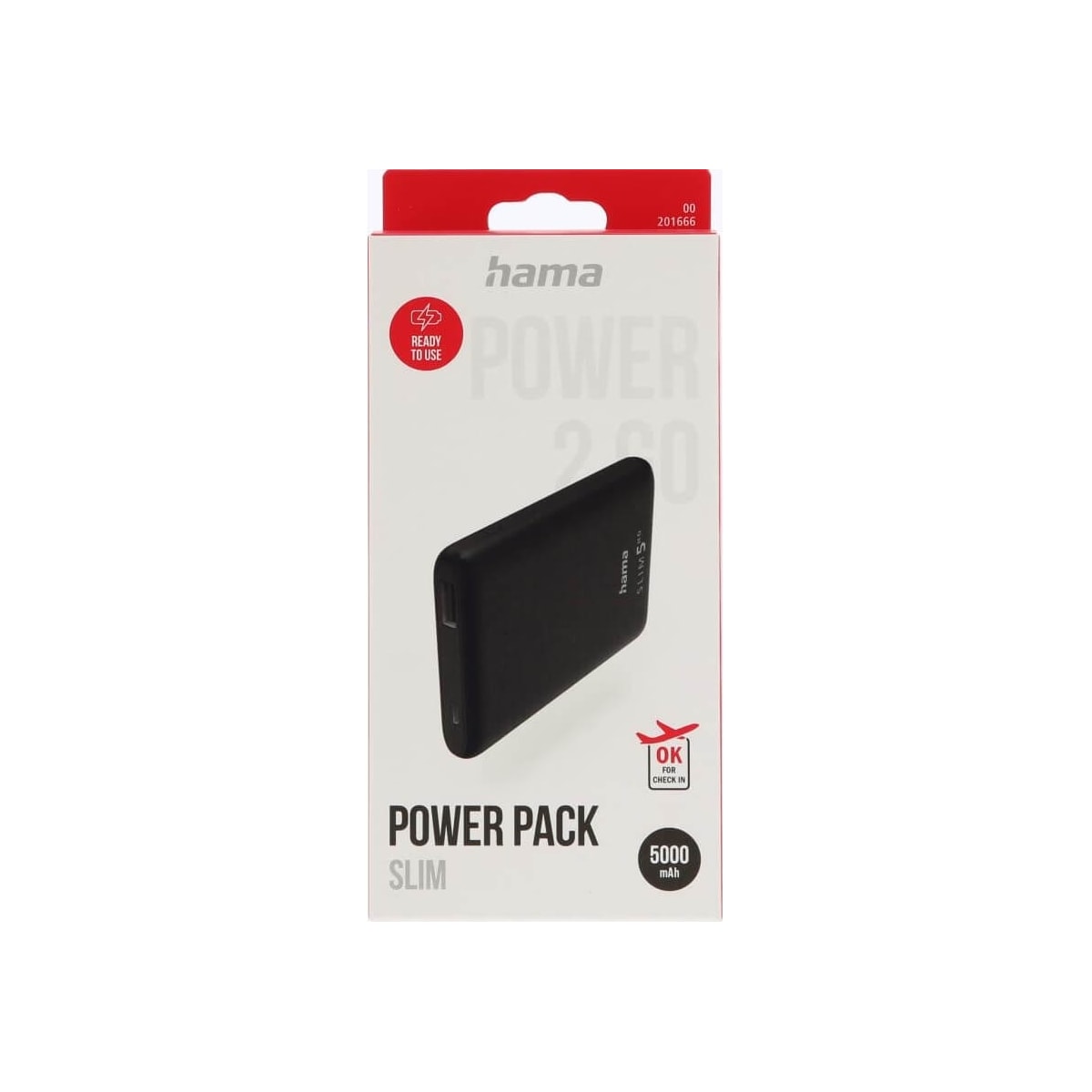 Hama Powerbank Slim 5000mAh Svart