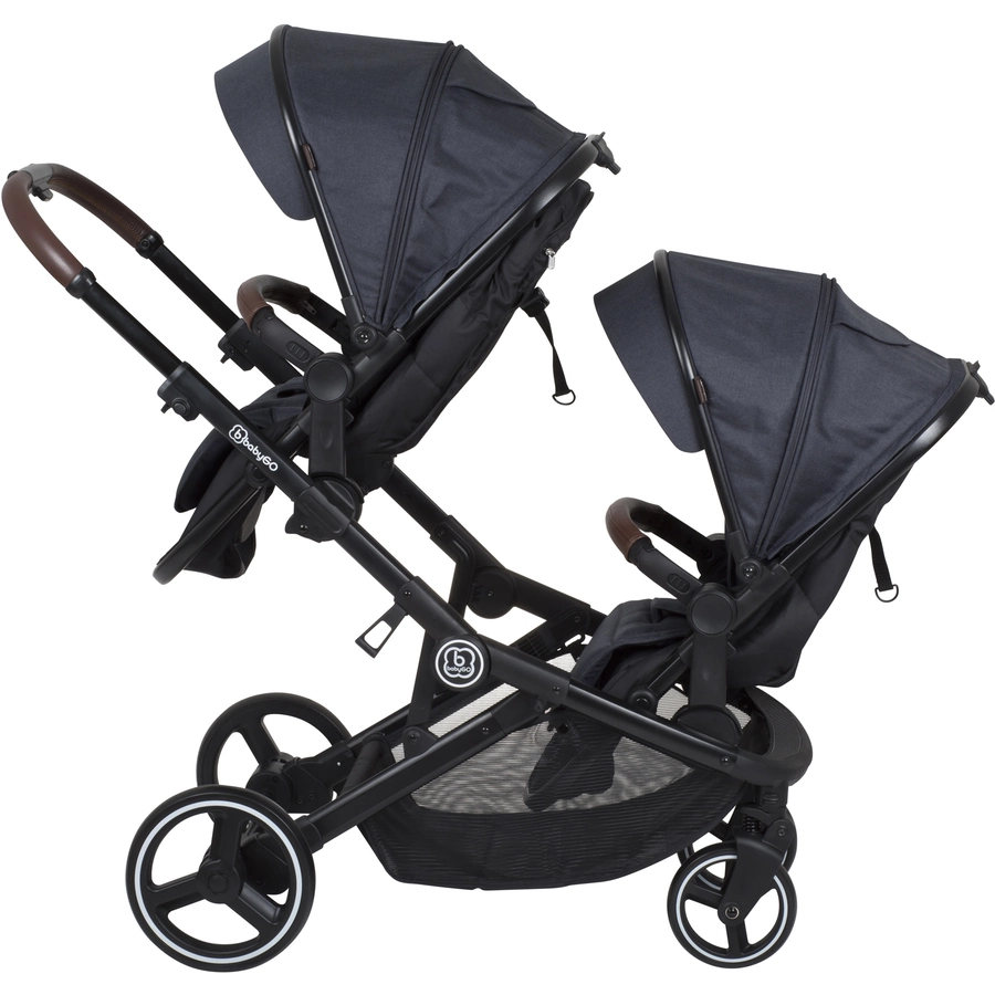 babyGO Geschwisterwagen Twinner Grey