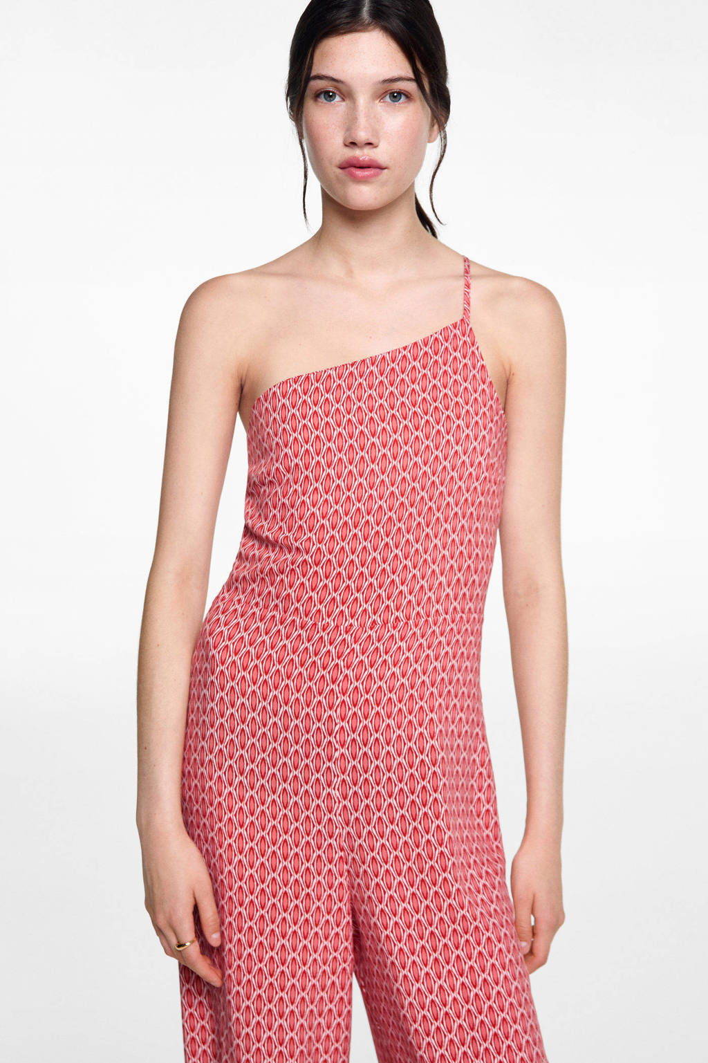 MANGO TEEN jumpsuit met all over print rood/lichtroze/wit