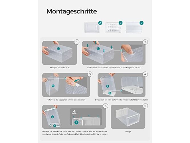 Songmics Schuhschrank stapelbar 18-er Set, Transparent Schuhboxen
