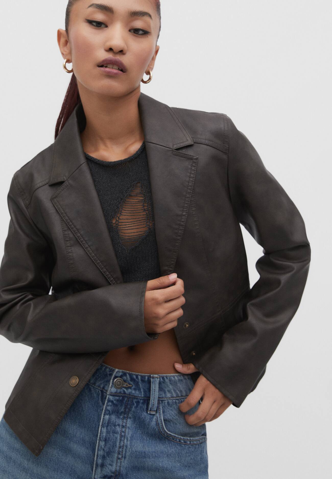 Blazer de couro sintético