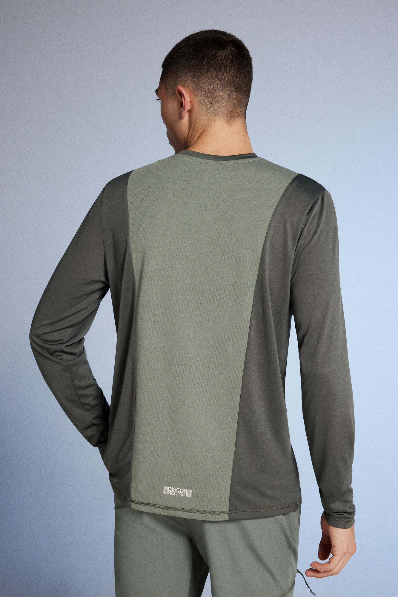 Camiseta combinada para atividades ao ar livre - cáqui escuro
