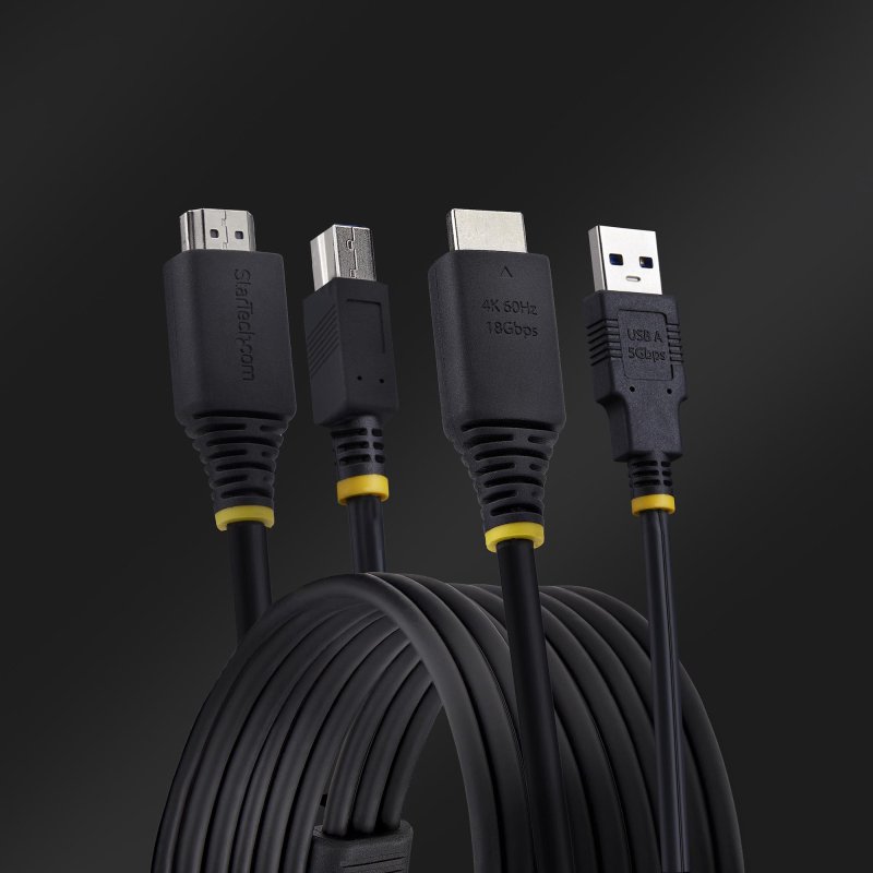 StarTech.com Câble KVM HDMI de 1,8m et USB 5Gbps, 4K 60Hz, Câble Combo HDMI 2.0 et USB pour Commutateurs/Switchs KVM