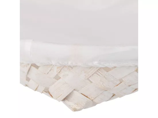 Panier rond en bambou avec doublure blanche d28x06h