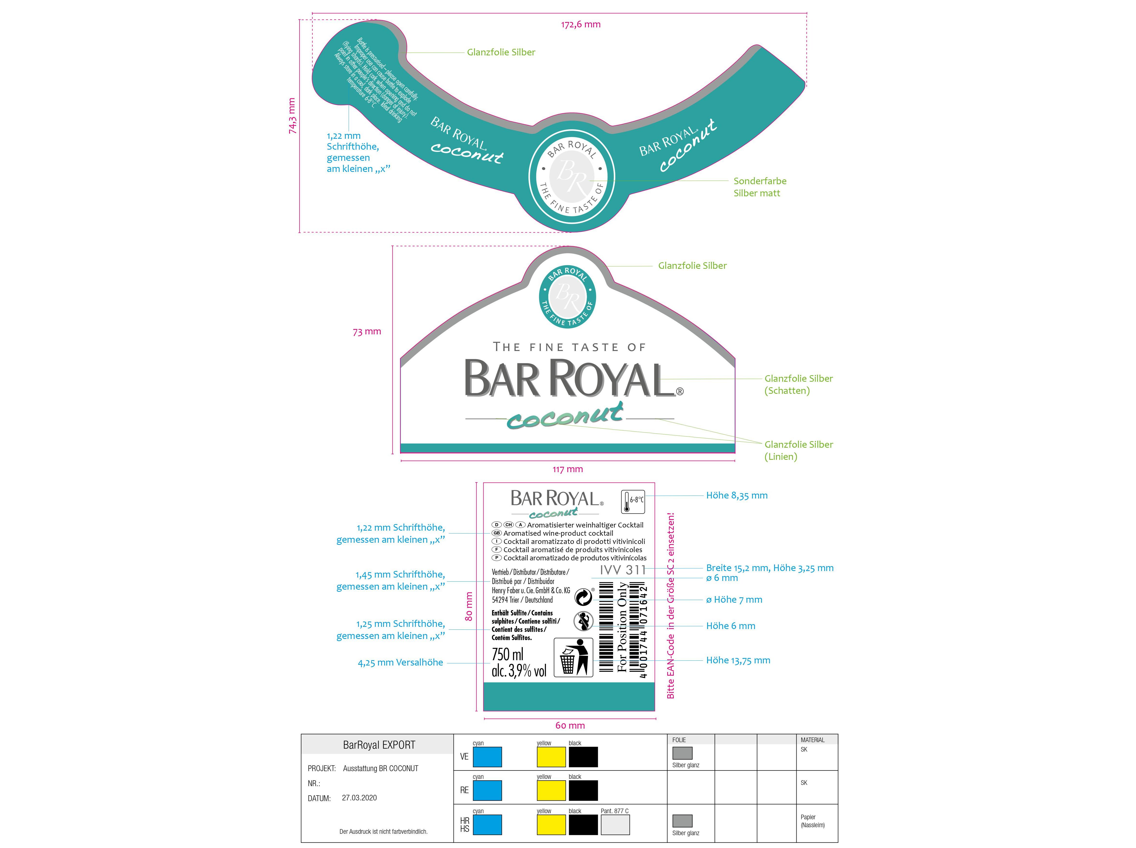 ESPUMANTE AROMATIZADO BAR ROYAL COCONUT 0.75L