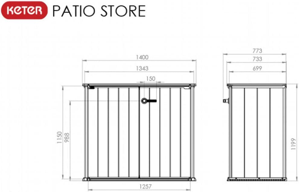 Keter Geräteschrank Patio Store, Grau, 1m³