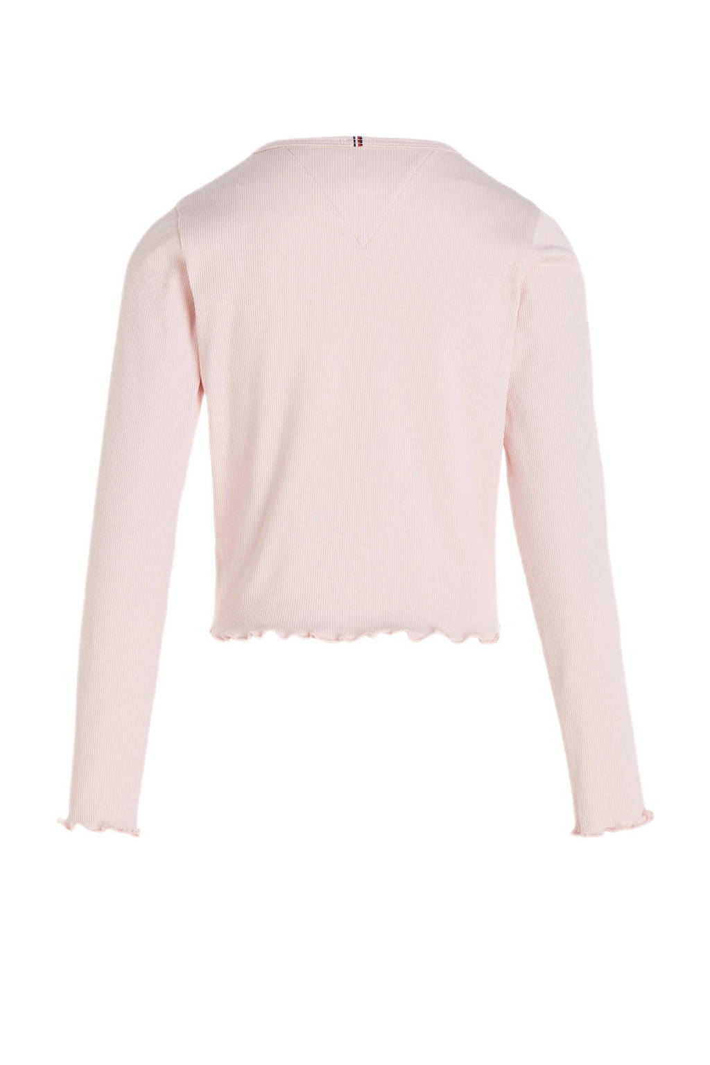 Tommy Hilfiger ribgebreide longsleeve met logo lichtroze