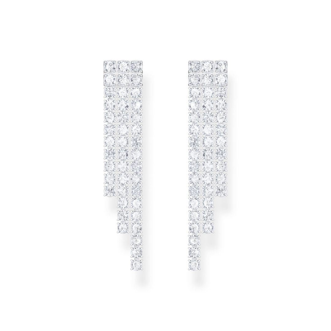 Thomas Sabo Sparkling White Wasserfall-Ohrringe mit weissen Steinen Silber