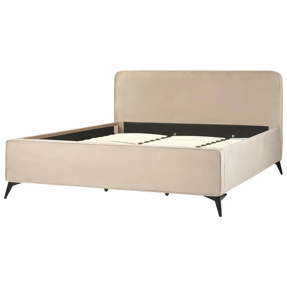 VALOGNES - Tweepersoonsbed - Taupe - 180 x 200 cm - Fluweel