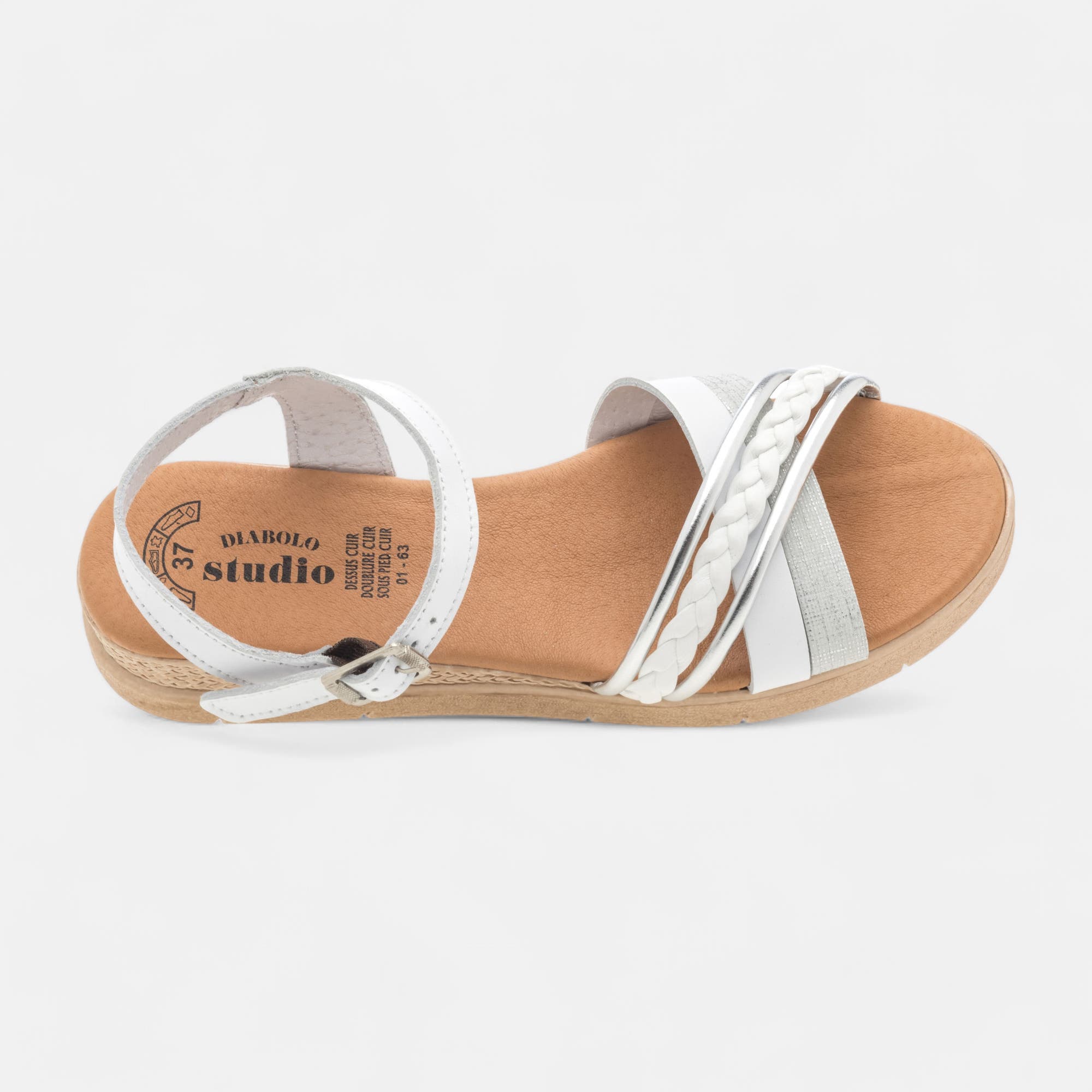 Sandales Femme en cuir blanc