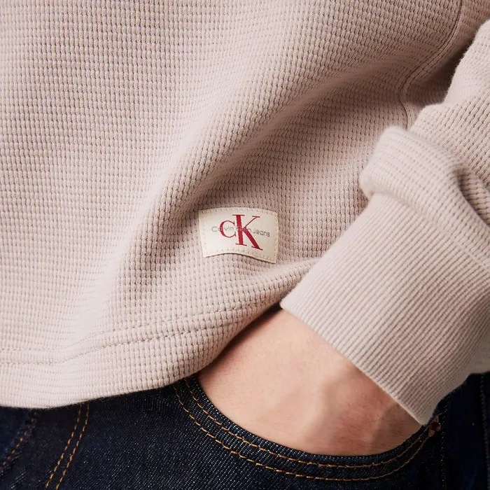 Calvin Klein Woven Label Waffle Longsleeve Shirt Heren