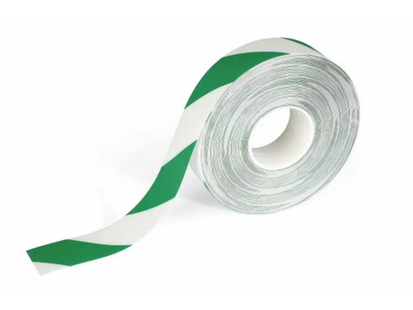 Advarselstape Duraline Strong 50mm x 30m 0,7mm grøn/hvid - (30 meter pr. rulle)