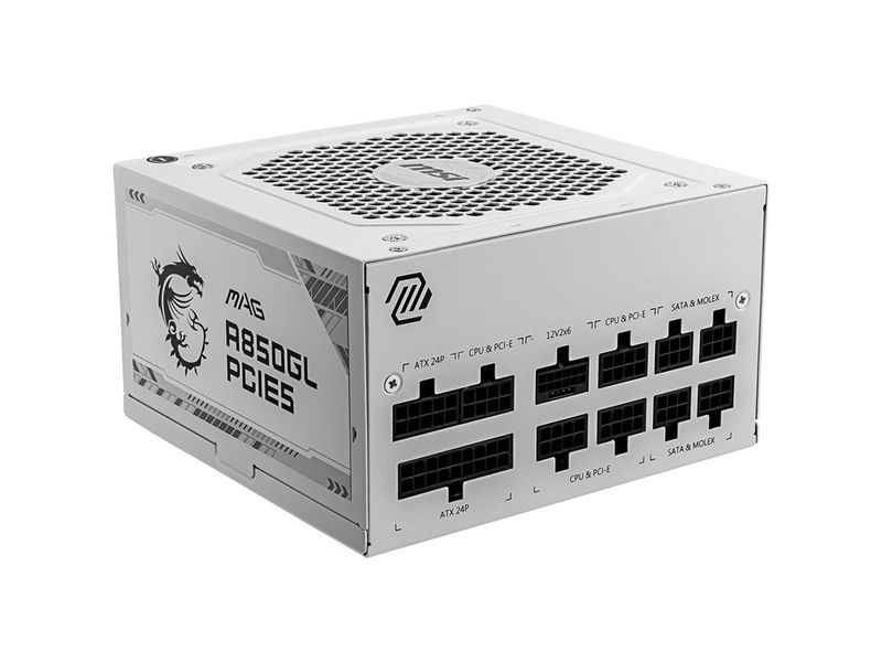 MSI Netzteil MAG A850GL PCIE5 WHITE 850 W Weiss Vollmodulares Netzteil mit 850 W Leistung