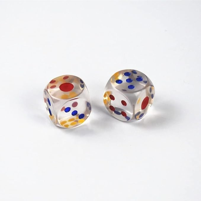 (2er Set) 30x30mm XL Acryl Würfel Spiel Zubehör Party Cube Würfelspiel - Transparent / Bunt