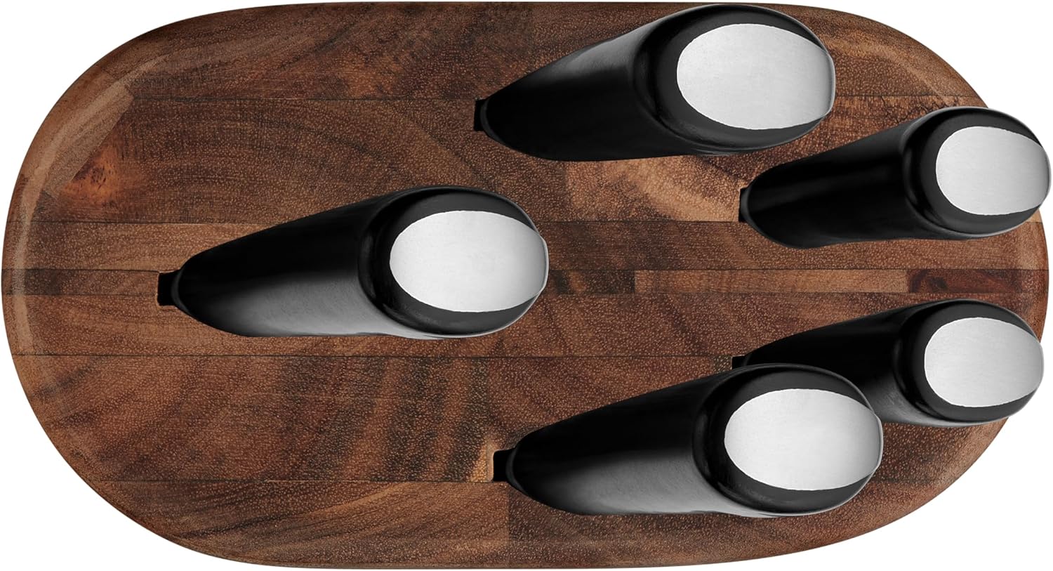 Jamie Oliver by Tefal 5-teiliges Küchenmesser-Set + Block, Koch-/Santoku-/Brot-/Universal-/Schälmesser, eisgehärtet, deutsche Edelstahlklingen, Akazienholz-Block, Braun, K267S556
