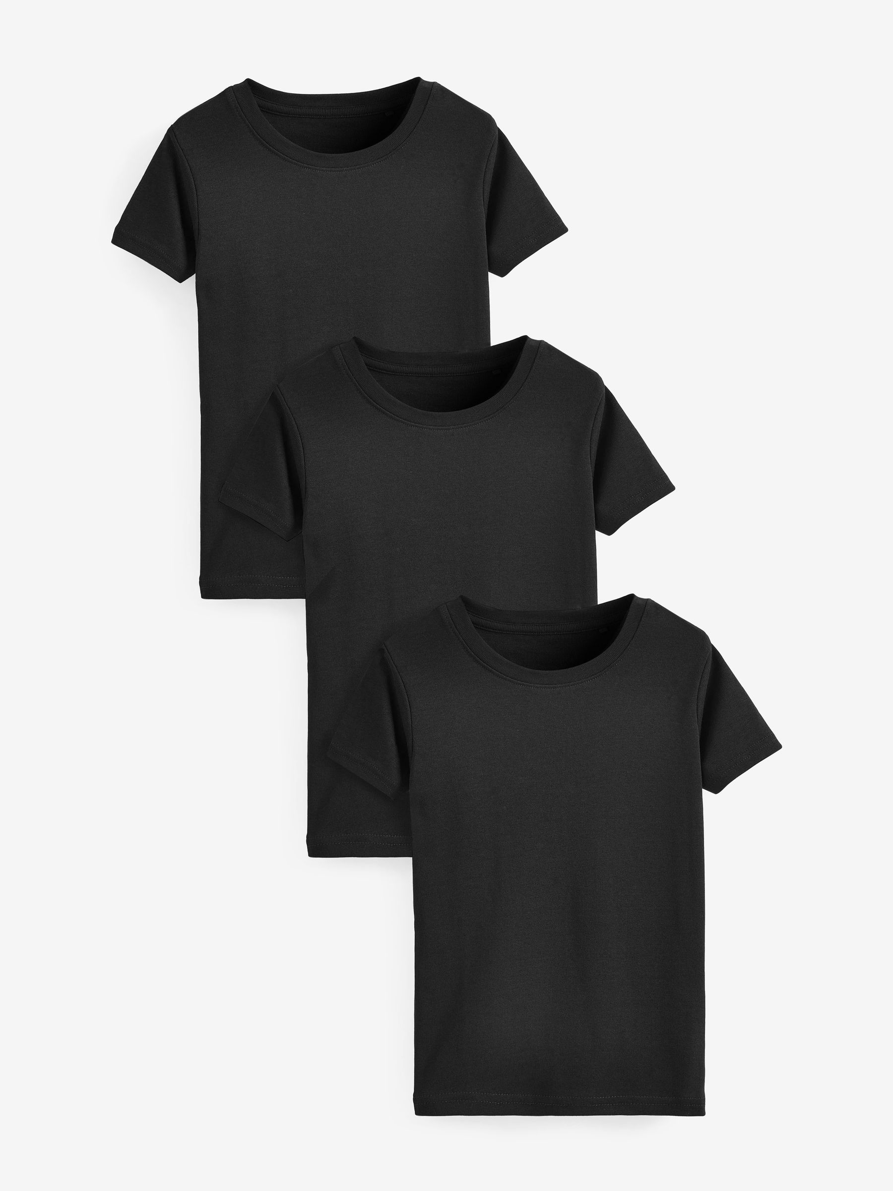 Zwart - Verpakking van 3 100% katoenen shirts met korte mouwen (1,5-16jr)