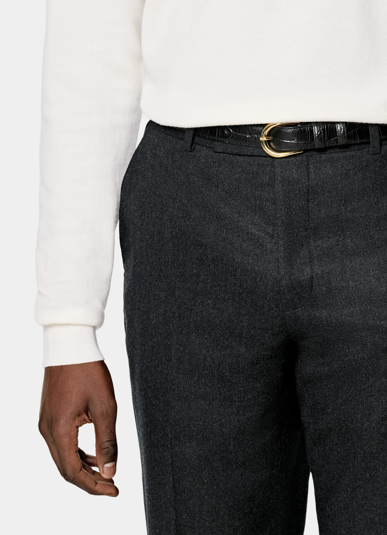 Pull semi-zippé Merino blanc cassé