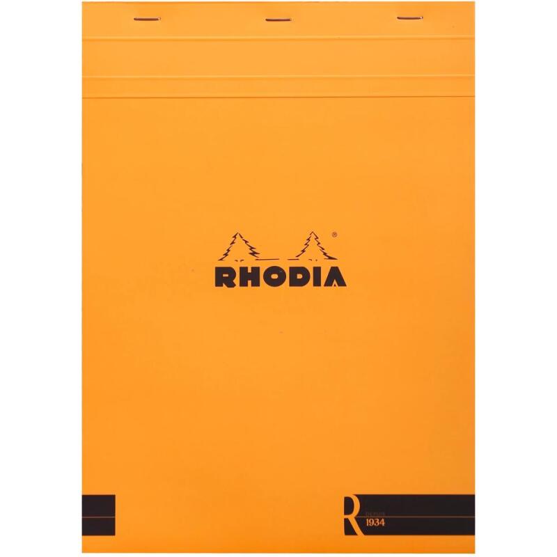 Bloc agrafé Rhodia le R N°18 21x29,7 cm 70 feuillets ligné 90g - Orange