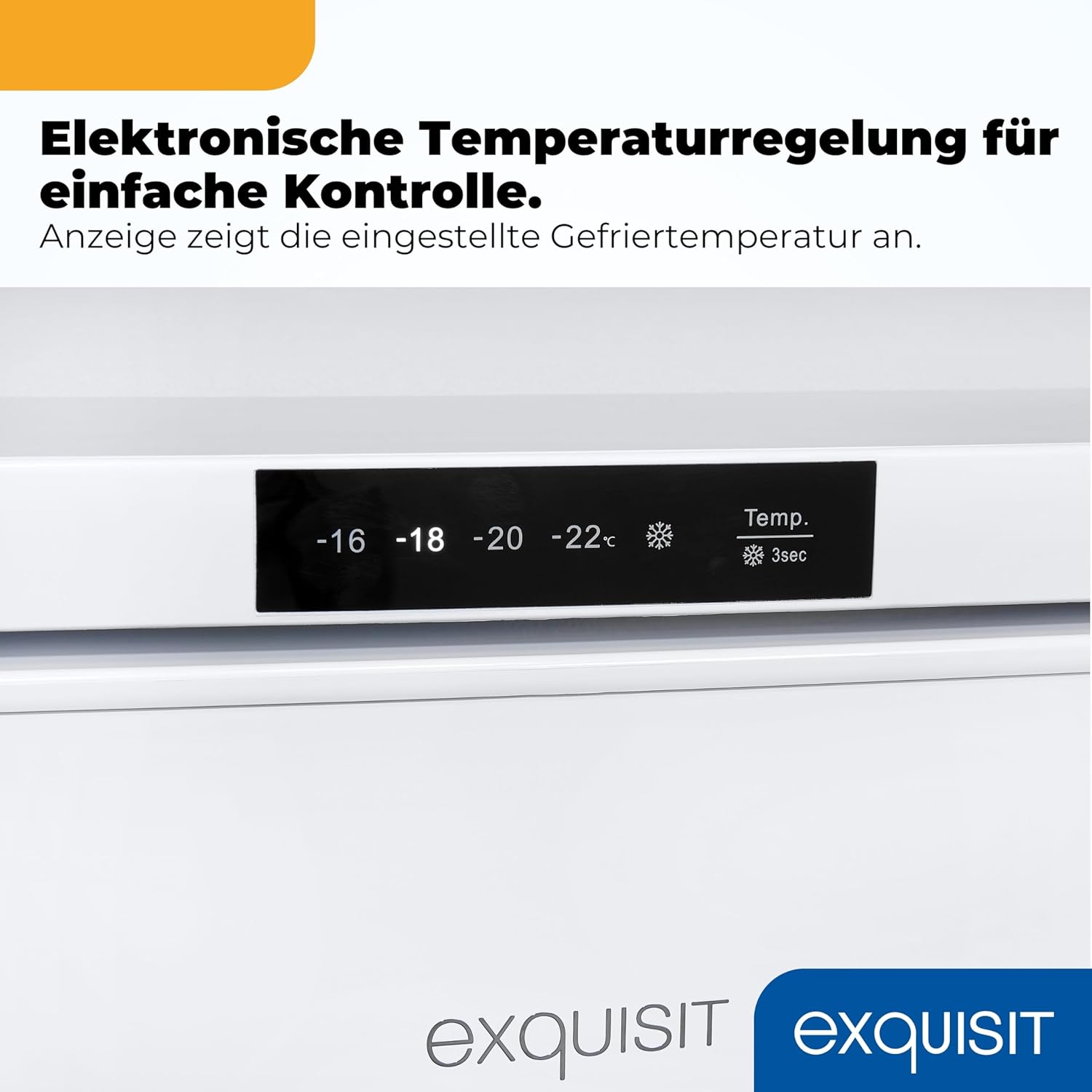 Exquisit Gefrierschrank | 85 l Nutzinhalt, Energieeffizienzklasse D, 38 dB(A) | kompakte Bauform, 4-Sterne-Gefrieren, elektronische Temperaturregelung, Schnellgefrieren | GS581-HE-010D weiss