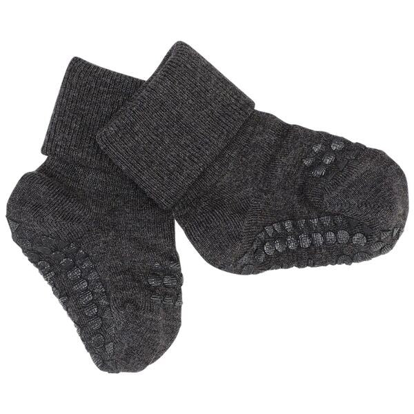Bamboo Strømper Antislip Dark Grey Melange