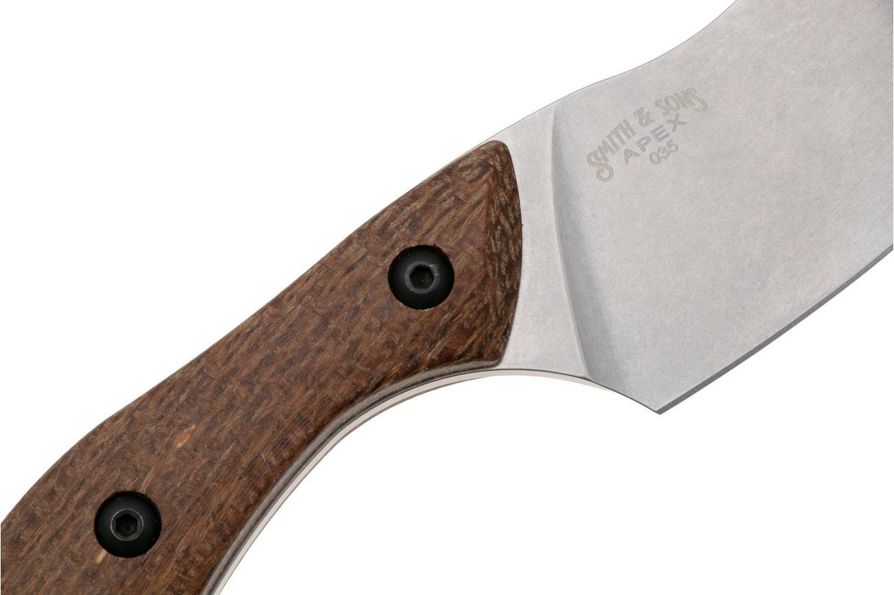 White River Knives Apex WRSS-APX-BNA Stonewashed Magnacut, Natural Burlap Micarta, jachtmes, Smith and Sons design