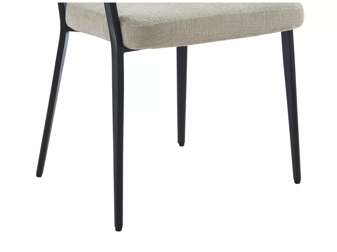 Lot de 6 chaises avec accoudoirs en tissu et métal noir - Beige - AVRELA