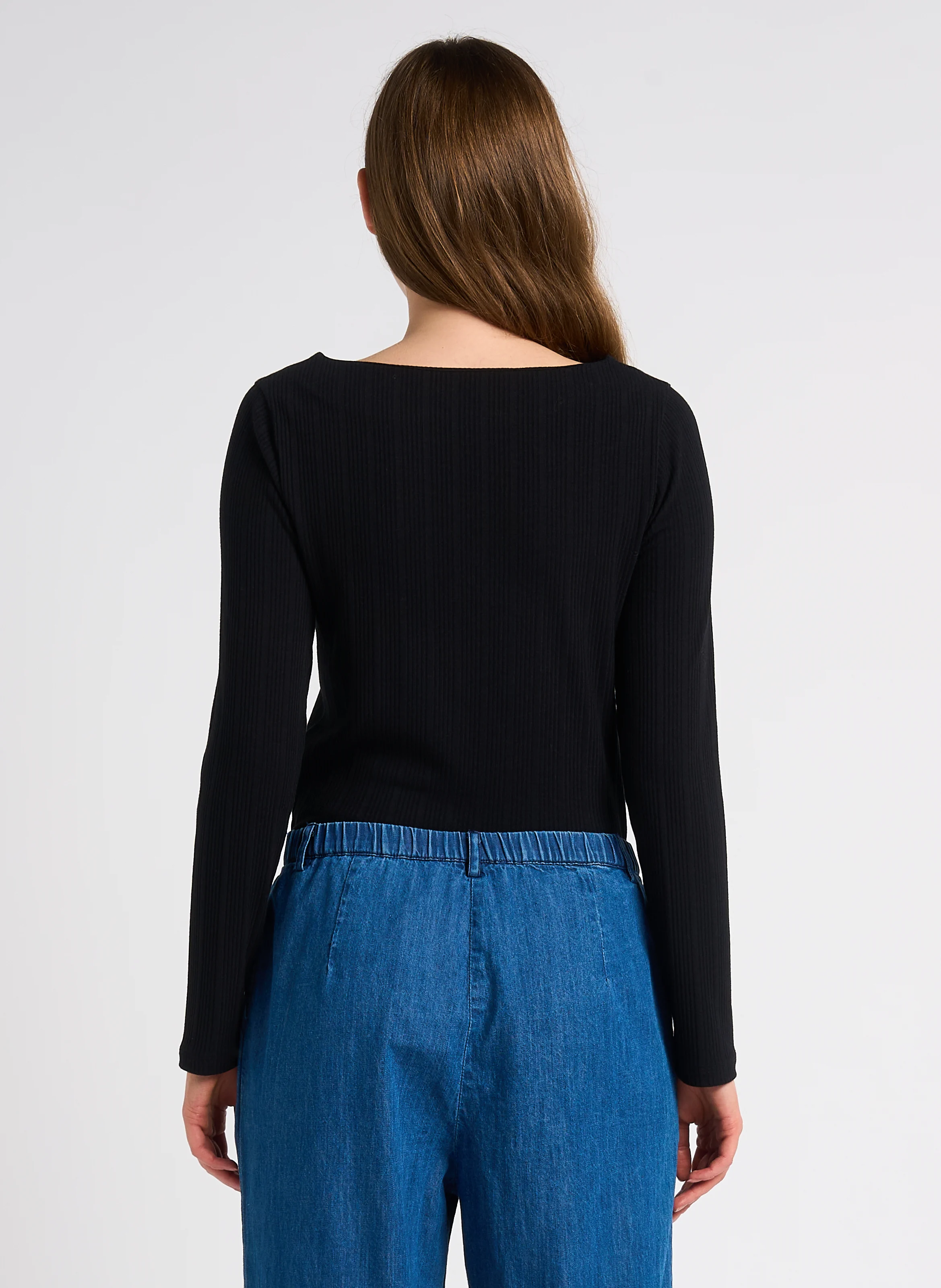 Tee-shirt droit col bateau | Noir