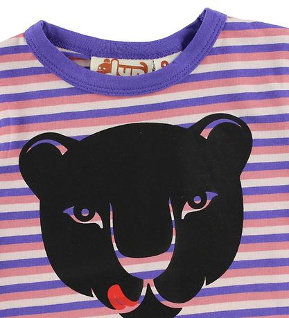 DYR T-Shirt - Lila/Rose Gestreift m. Panther