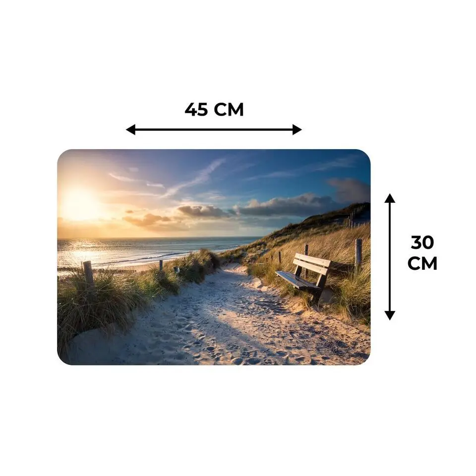 MuchoWow Placemat (6stuks) 45x30cm Zonsondergang Strand Duin