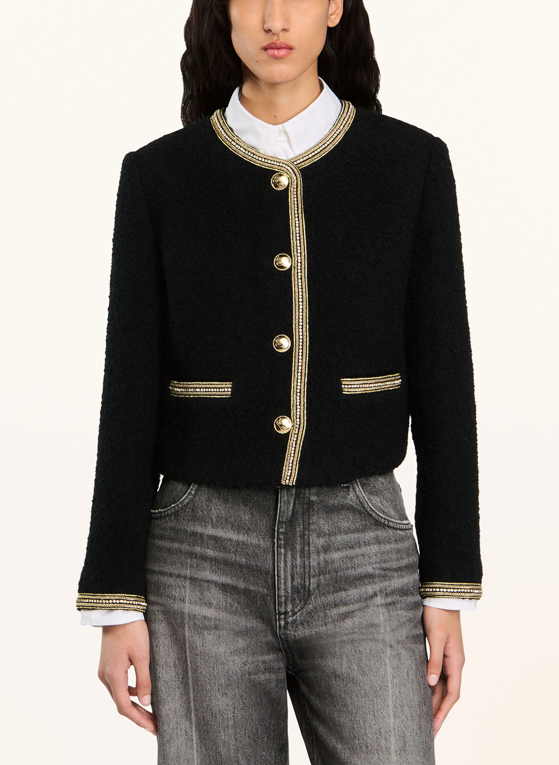 SANDRO Kastenjacke aus Bouclé