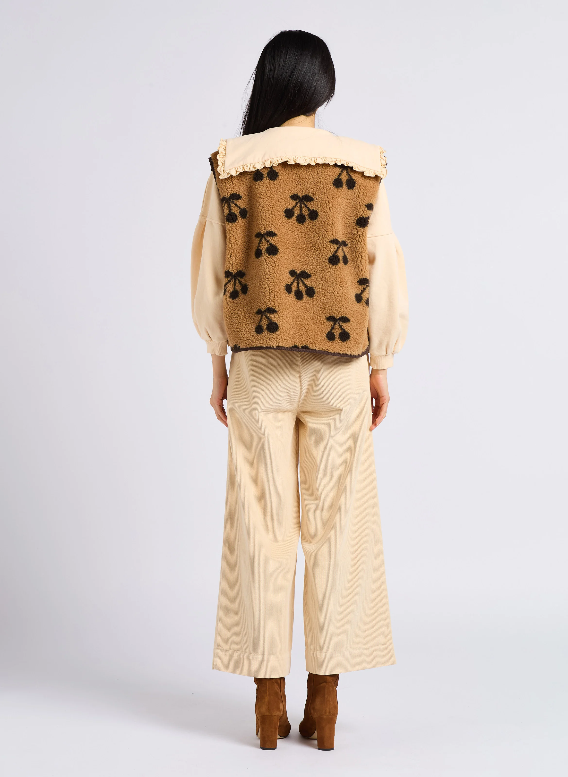 ALADIN - Pantalon large en velours côtelé | Blanc