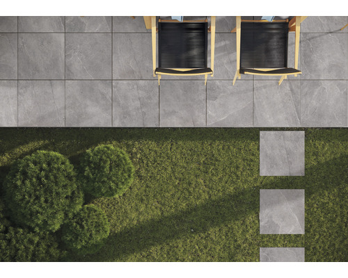 FLAIRSTONE porseleinen terrastegel City Wave Grey gerectificeerde rand 60 x 60 x 2 cm