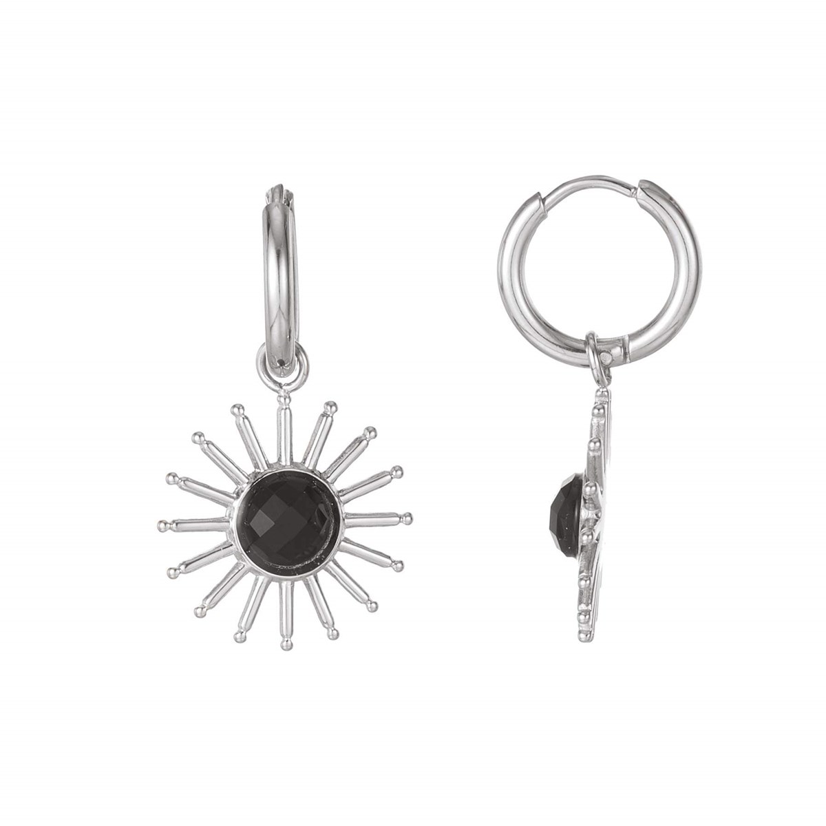 Boucles Sun acier Obsidienne