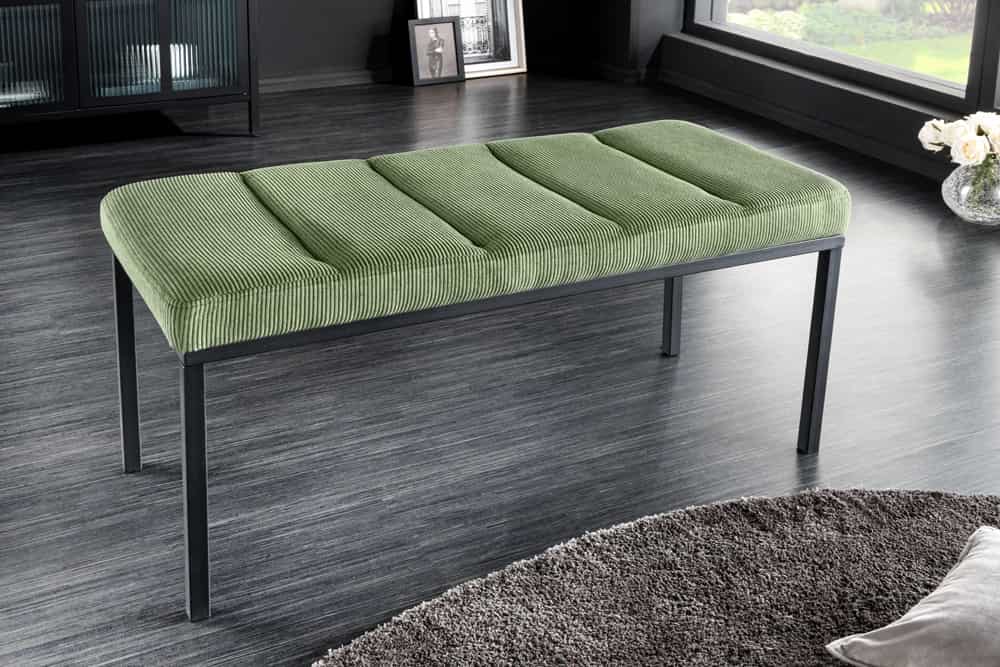 Design Sitzbank PETIT BEAUTÉ 80cm grün Cord schwarzes Gestell