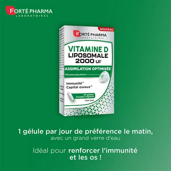 Forté Pharma Vitamina D Lipossomal 2000 UI para Imunidade Óssea - 30 Cápsulas Vegetais