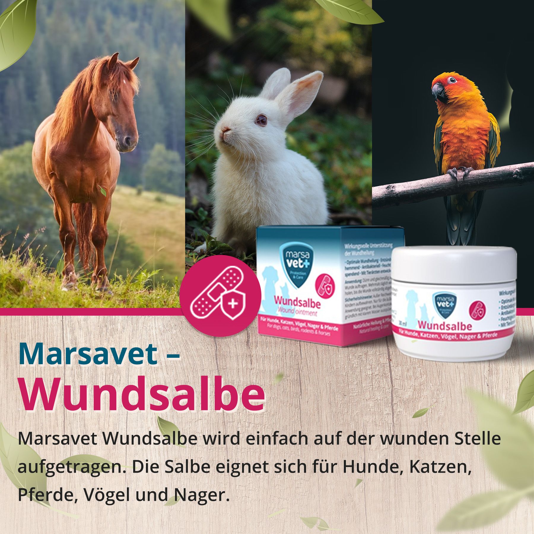 Marsavet hochwertige Wundsalbe für Hunde, Katzen, Vögel, Nager und Pferde geeignet