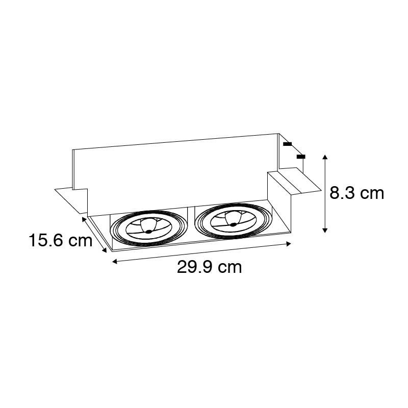 Set van 6 Inbouwspot zwart AR111 draai- en kantelbaar trimless 2-lichts - Oneon