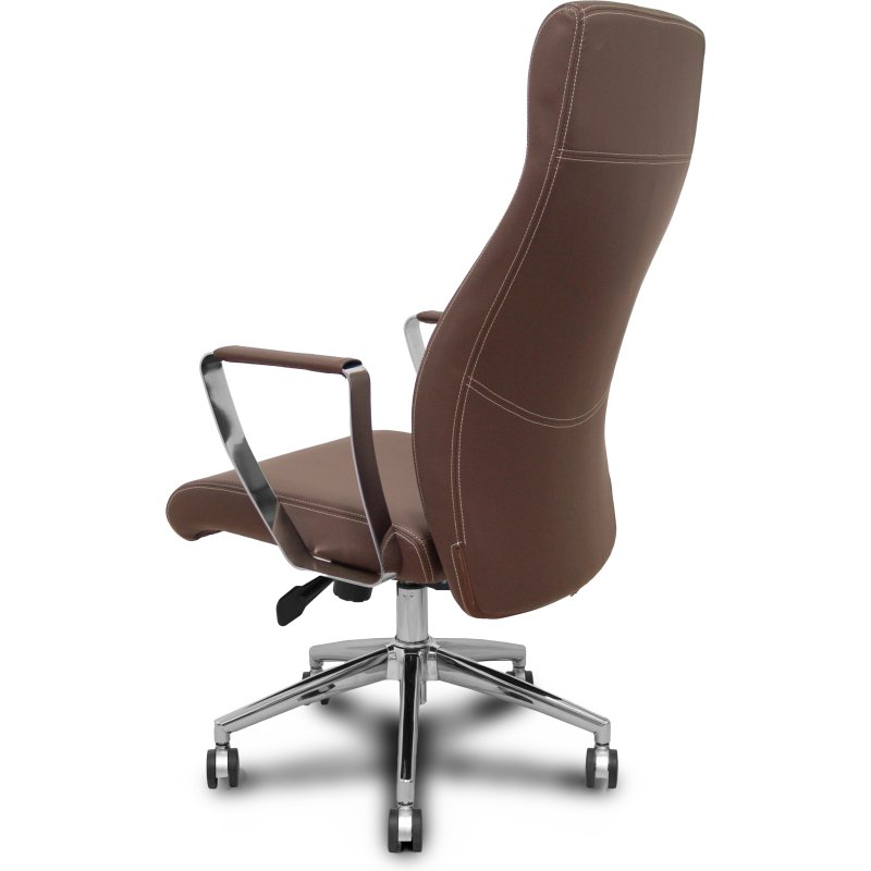 Fauteuil de direction Ergo540 Synchrone, similicuir marron, piètement chromé, roulettes chromées