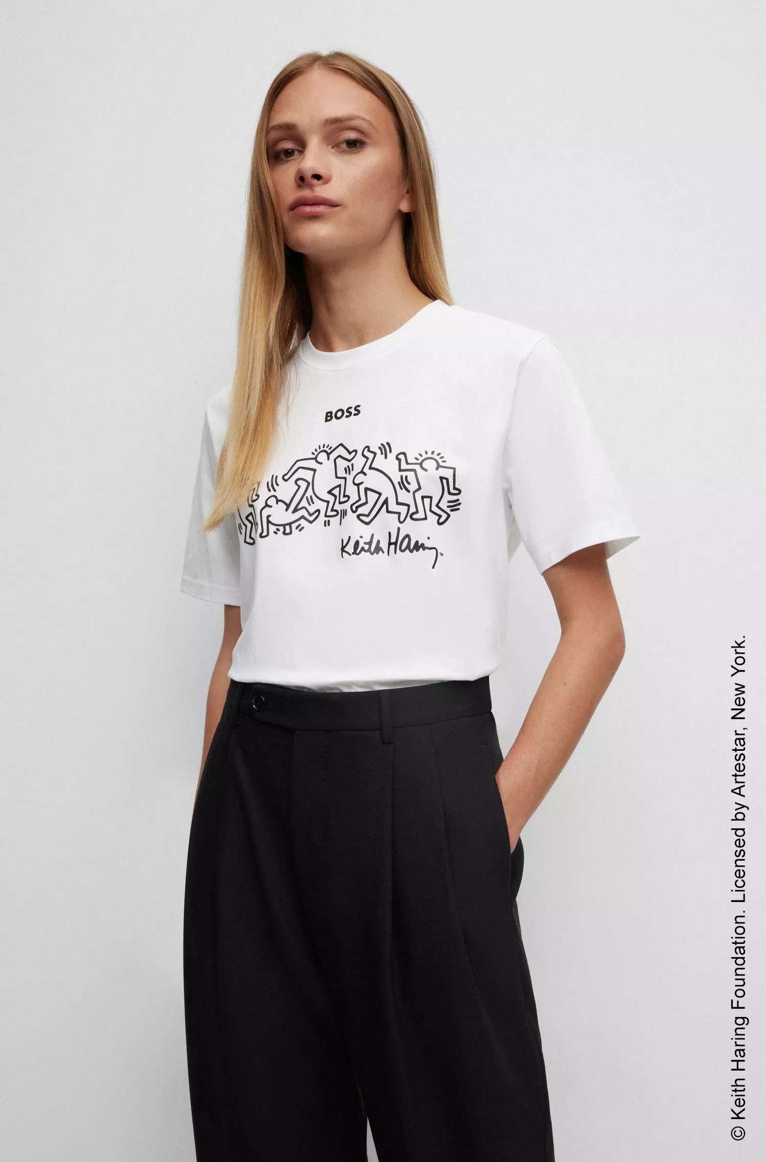 Camiseta unissex BOSS Black-BOSS x Keith Haring com estampa exclusiva do logo.