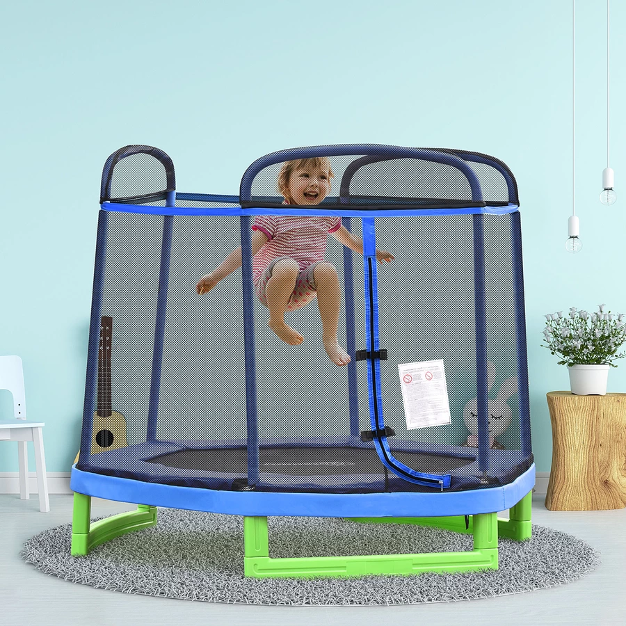 HOMCOM Kinder Trampolin mit PE Netz bunt