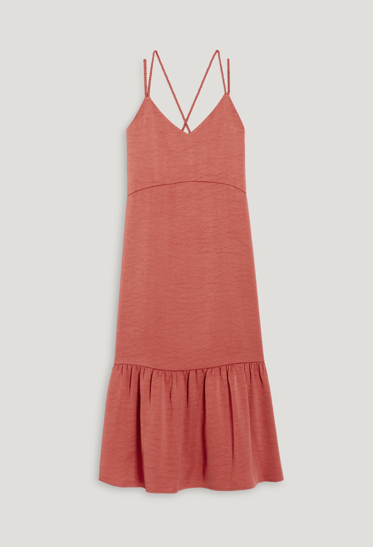 Robe midi satinee terracotta