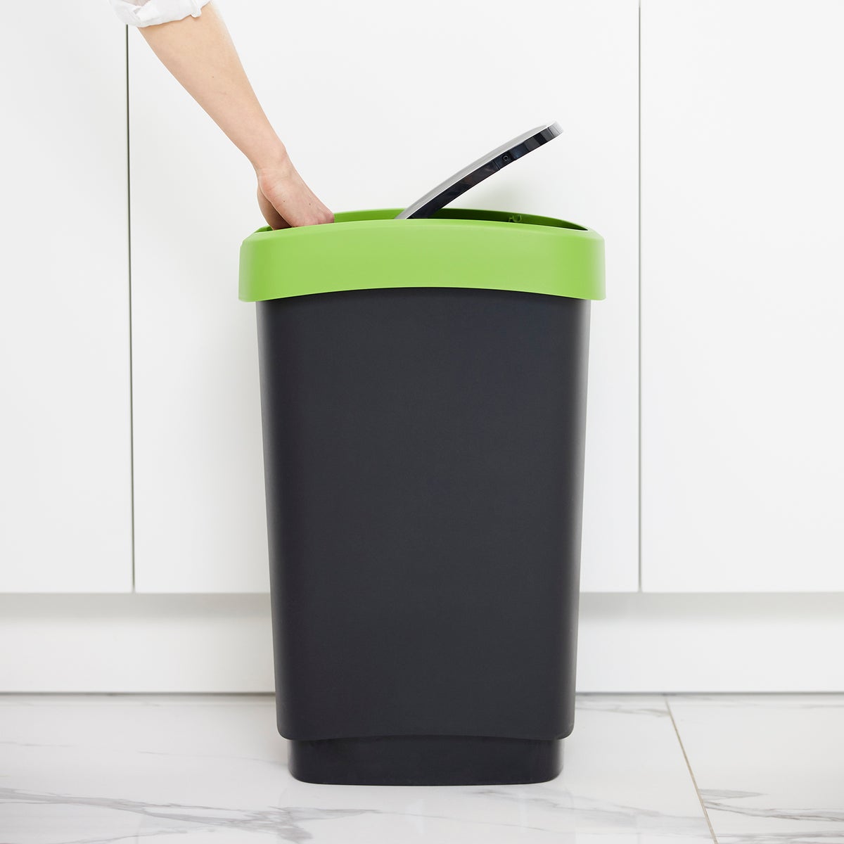 PROREGAL Classic Binnenafvalbak 50 Liter HxBxD 60 x 29,8 x 40 cm Kunststof Zwart-Groen