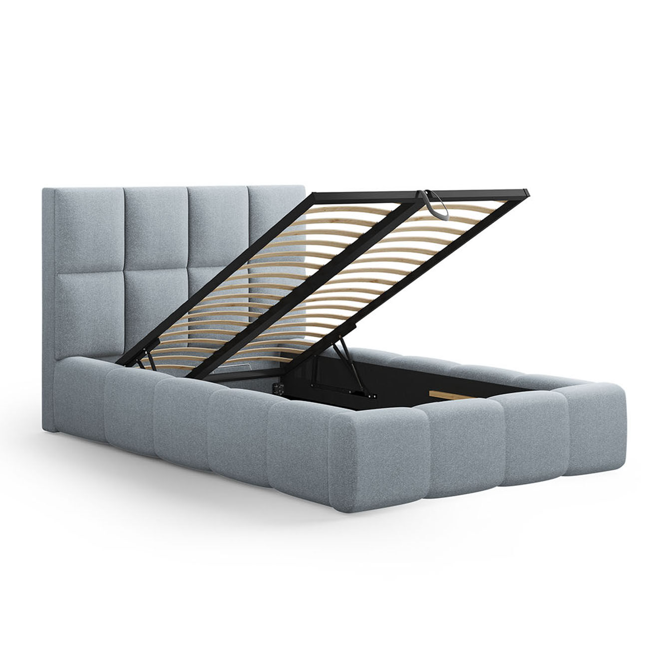 Maison Héritage Lit avec coffre de rangement Isa bleu clair - 230x185x125 cm