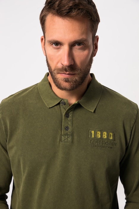 Poloshirt, Langarm, Pikee, Badges, Tall