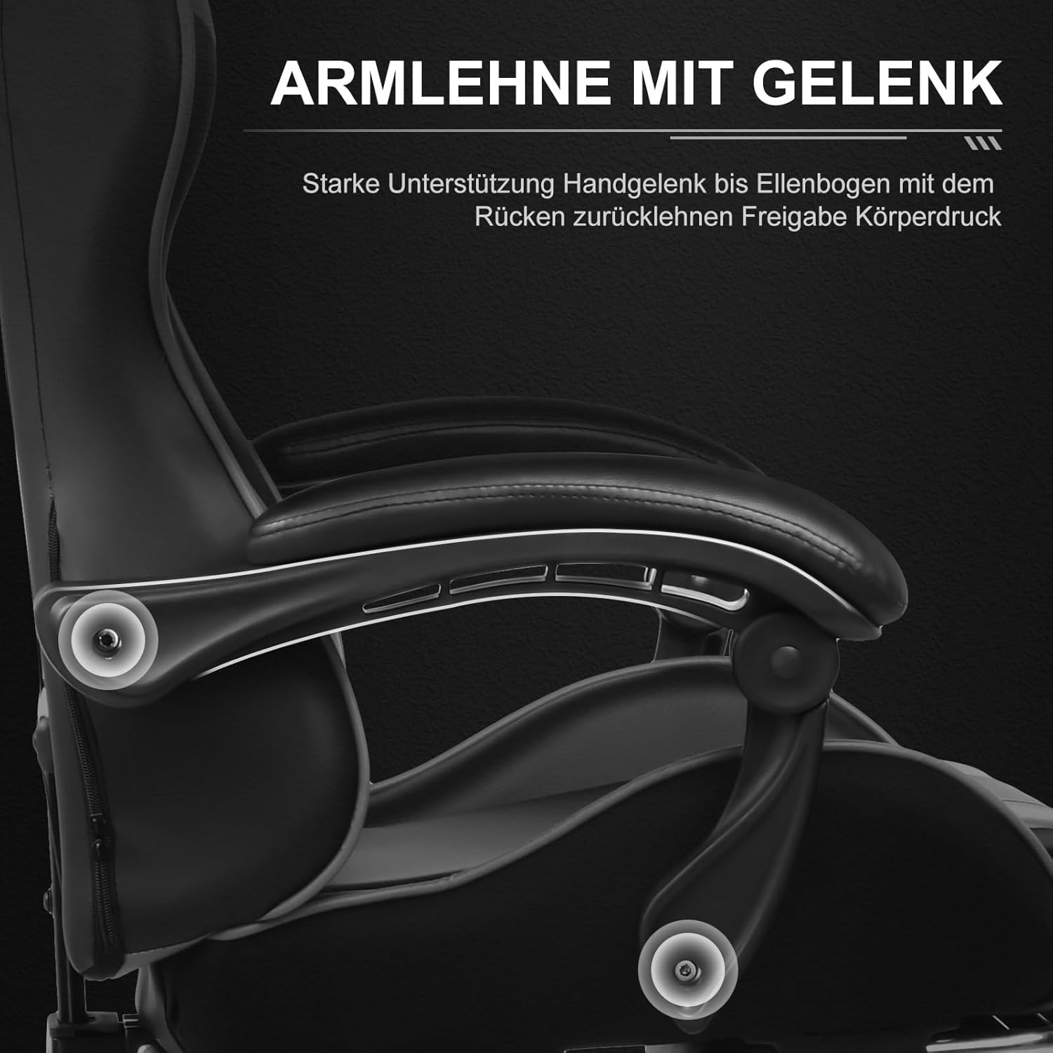 GTPLAYER Gaming Stuhl Bürostuhl Massage Gaming Sessel Ergonomischer Gamer Stuhl mit Fußstütze, Kopfstütze Massage-Lendenkissen, Gepolstert Gaming Chair, Drehsessel, grau